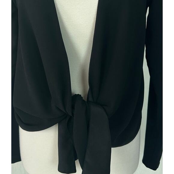 Kardashian Kollection Small Black Tie Waist Open Front Cardigan Polyester - Picture 5 of 10